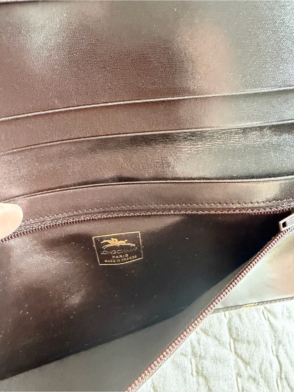 Longchamp Vintage Brown Leather Slim Long Equestrian Print Wallet - Picture 4 of 9